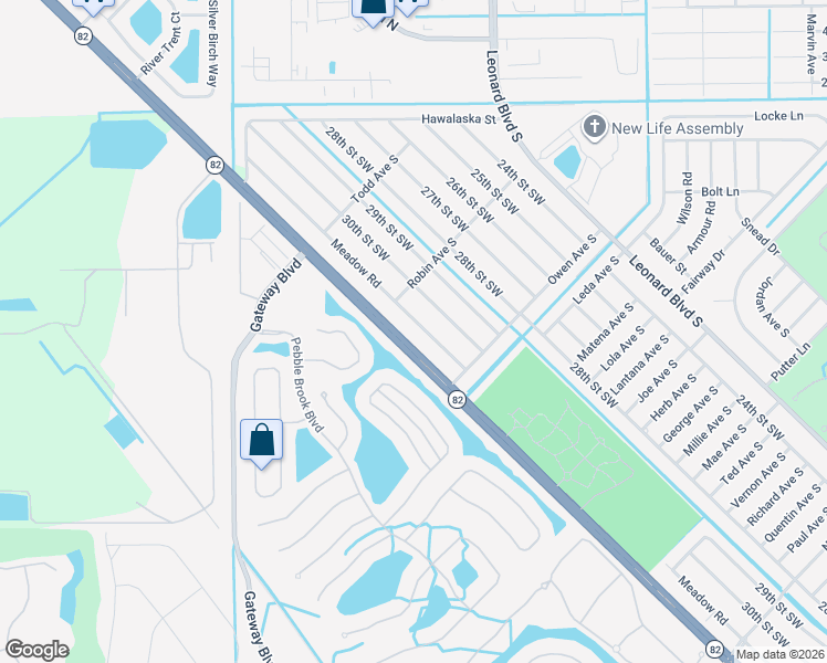 map of restaurants, bars, coffee shops, grocery stores, and more near 220 Meadow Road in Lehigh Acres