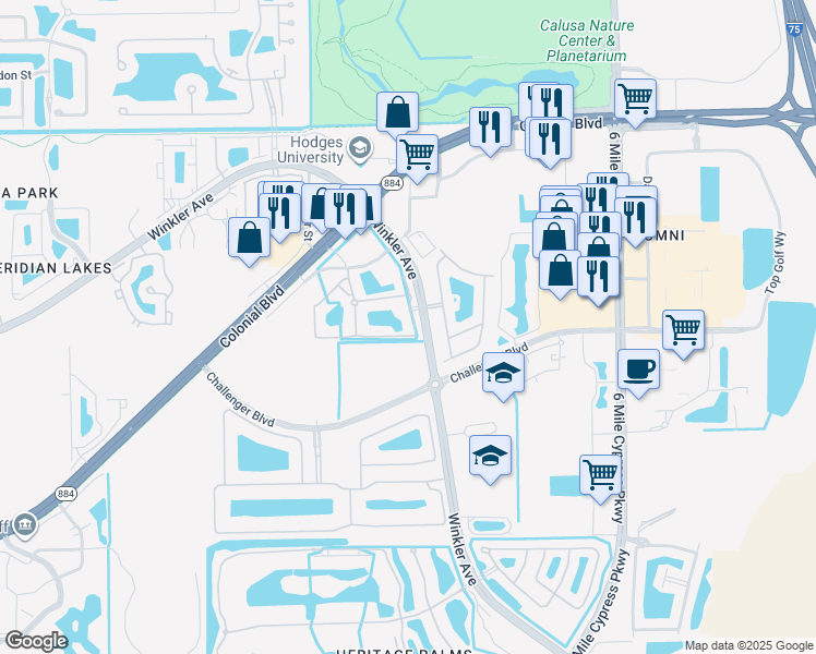 map of restaurants, bars, coffee shops, grocery stores, and more near 4584 Winkler Avenue in Fort Myers