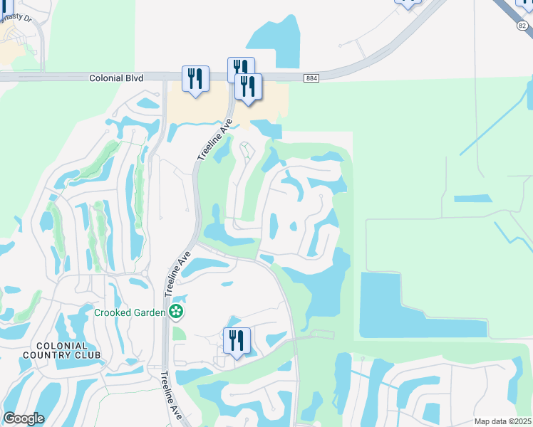 map of restaurants, bars, coffee shops, grocery stores, and more near 9357 Trieste Drive in Fort Myers