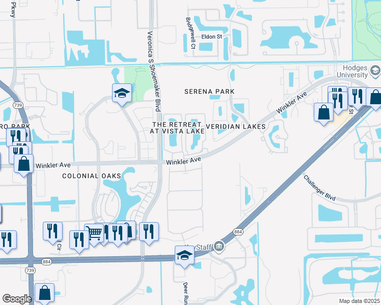 map of restaurants, bars, coffee shops, grocery stores, and more near 3707 Winkler Avenue in Fort Myers