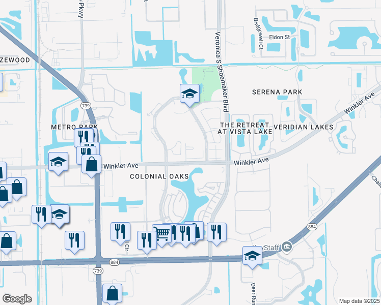 map of restaurants, bars, coffee shops, grocery stores, and more near 3407 Winkler Avenue in Fort Myers