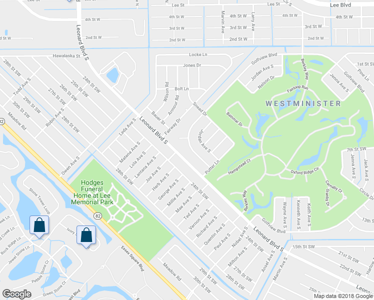 map of restaurants, bars, coffee shops, grocery stores, and more near 4922 Golfview Boulevard in Lehigh Acres