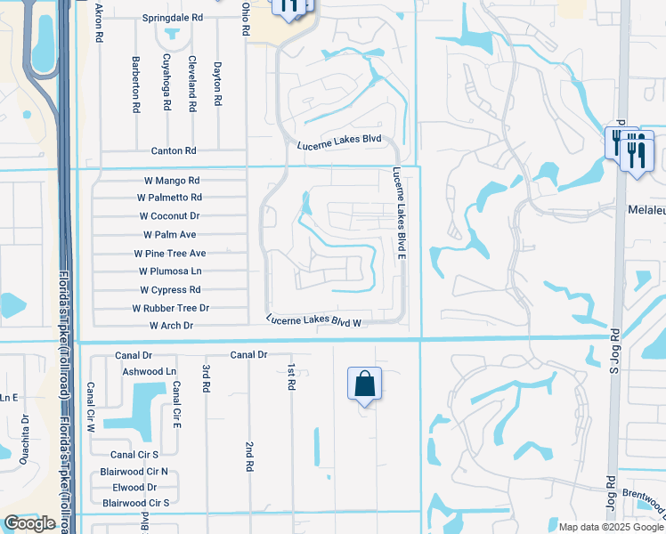 map of restaurants, bars, coffee shops, grocery stores, and more near 30 Tahiti Lane in Lake Worth