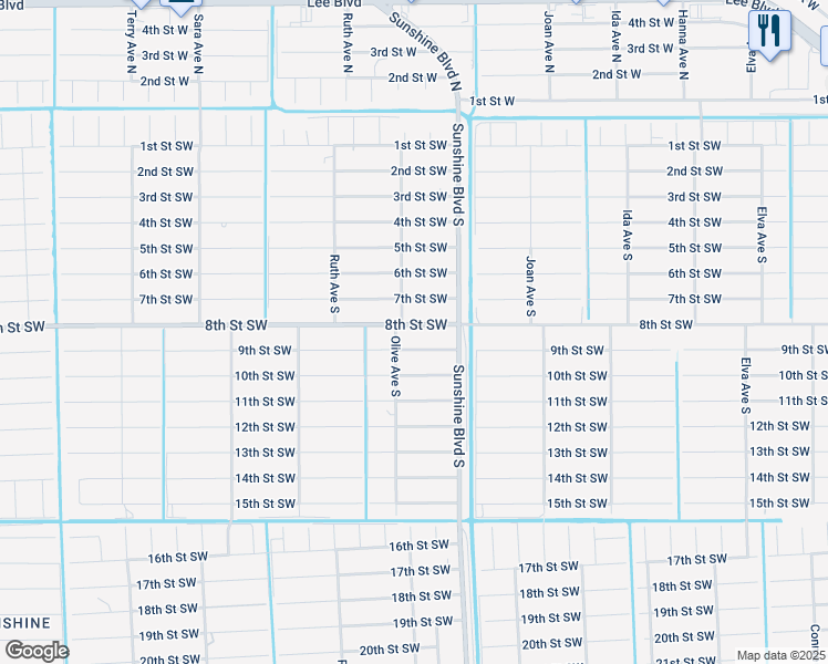 map of restaurants, bars, coffee shops, grocery stores, and more near 3113 8th Street Southwest in Lehigh Acres