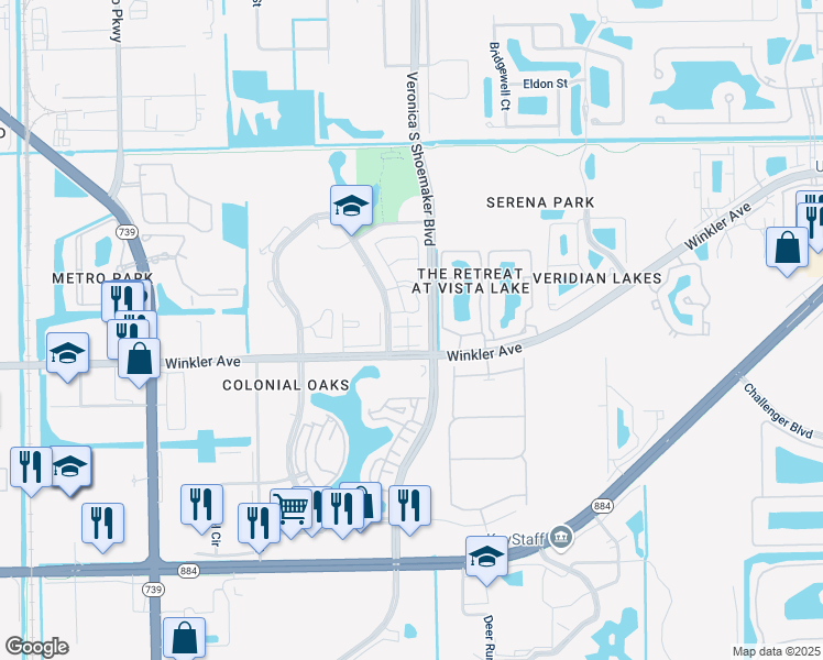 map of restaurants, bars, coffee shops, grocery stores, and more near 3733 Schoolhouse Road East in Fort Myers