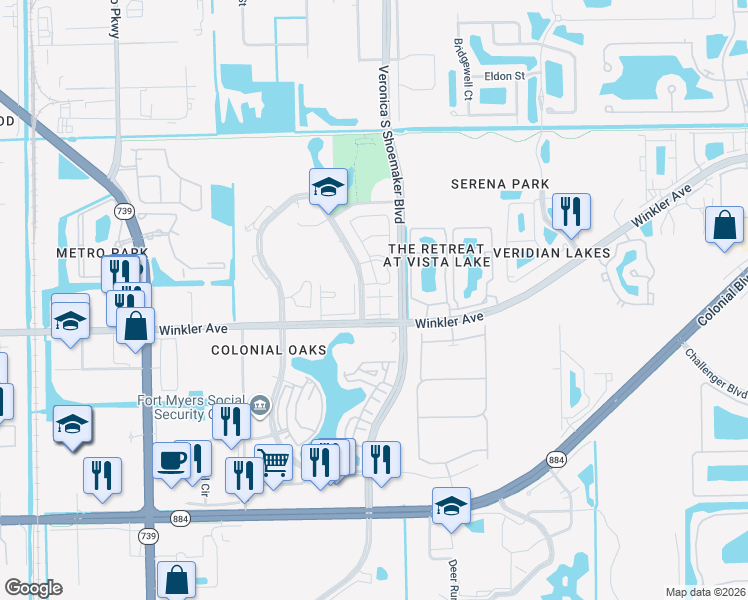 map of restaurants, bars, coffee shops, grocery stores, and more near 4831-2 Schoolhouse in Fort Myers