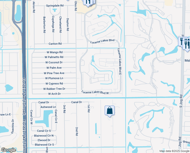 map of restaurants, bars, coffee shops, grocery stores, and more near 30 Tahiti Lane in Lake Worth