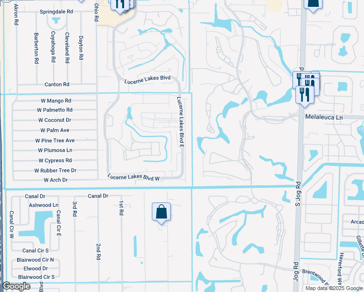 map of restaurants, bars, coffee shops, grocery stores, and more near 4717 Lucerne Lakes Boulevard East in Lake Worth