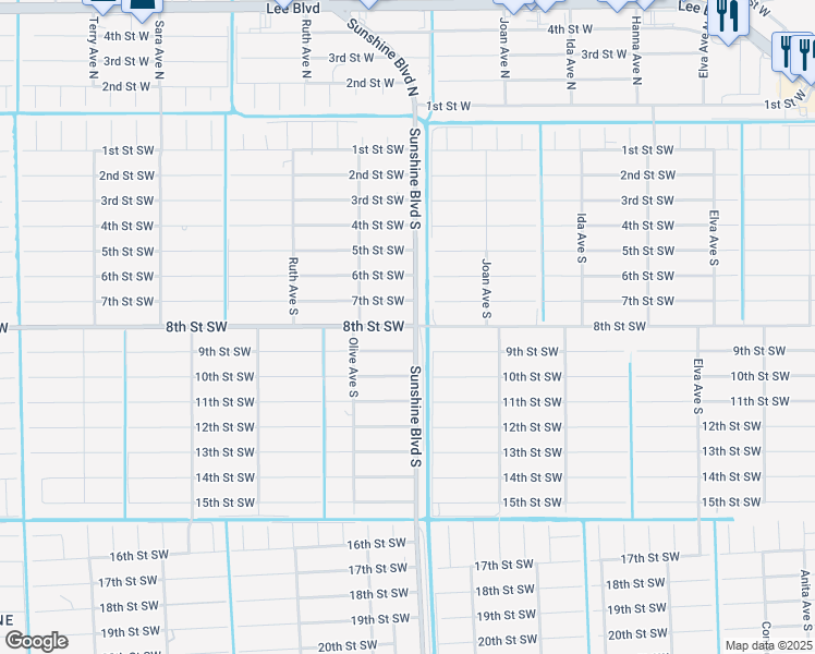 map of restaurants, bars, coffee shops, grocery stores, and more near 3101 8th Street Southwest in Lehigh Acres