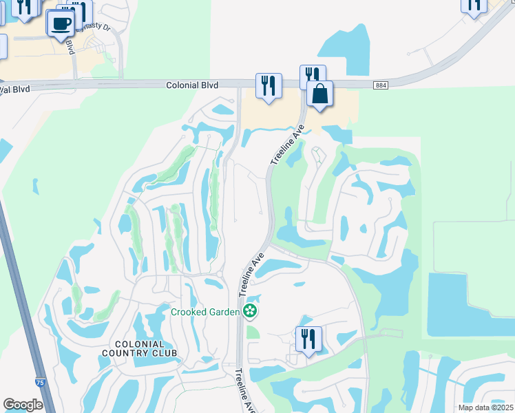 map of restaurants, bars, coffee shops, grocery stores, and more near 9700 Treeline Avenue in Fort Myers