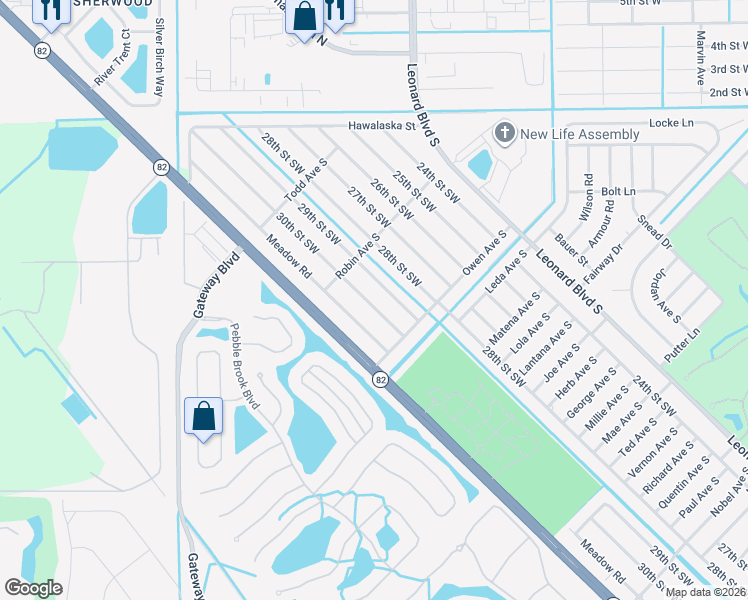 map of restaurants, bars, coffee shops, grocery stores, and more near 5119 30th Street Southwest in Lehigh Acres