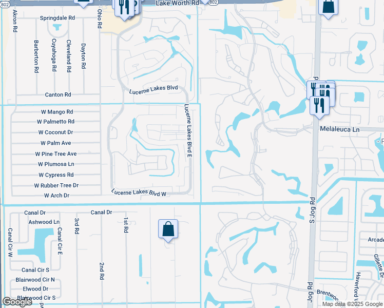 map of restaurants, bars, coffee shops, grocery stores, and more near 4696 Lucerne Lakes Boulevard East in Lake Worth