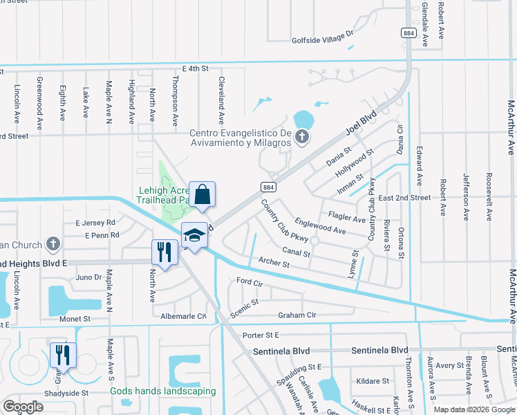 map of restaurants, bars, coffee shops, grocery stores, and more near in Lehigh Acres