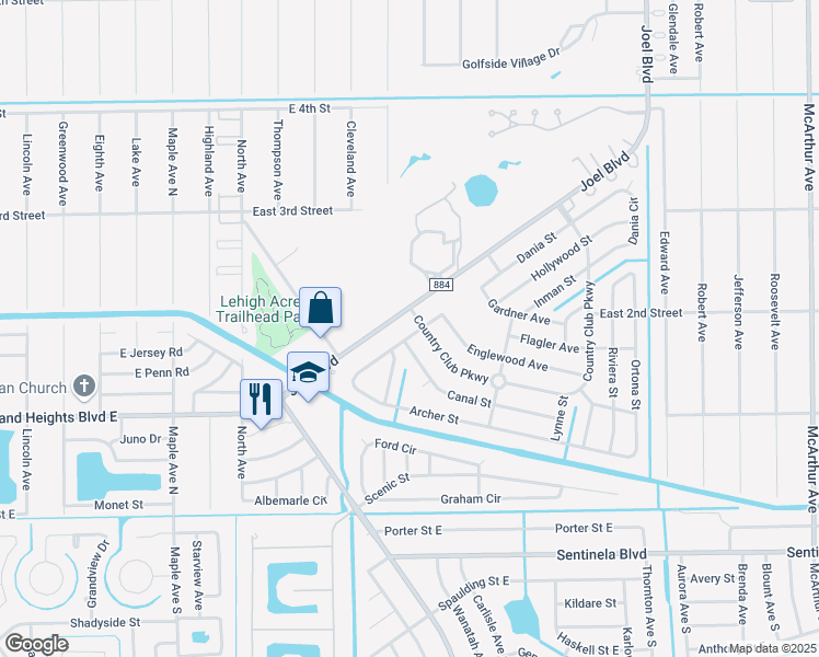 map of restaurants, bars, coffee shops, grocery stores, and more near in Lehigh Acres
