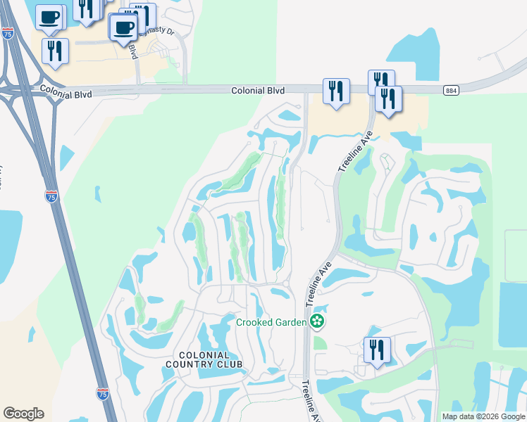 map of restaurants, bars, coffee shops, grocery stores, and more near 9045 Prosperity Way in Fort Myers