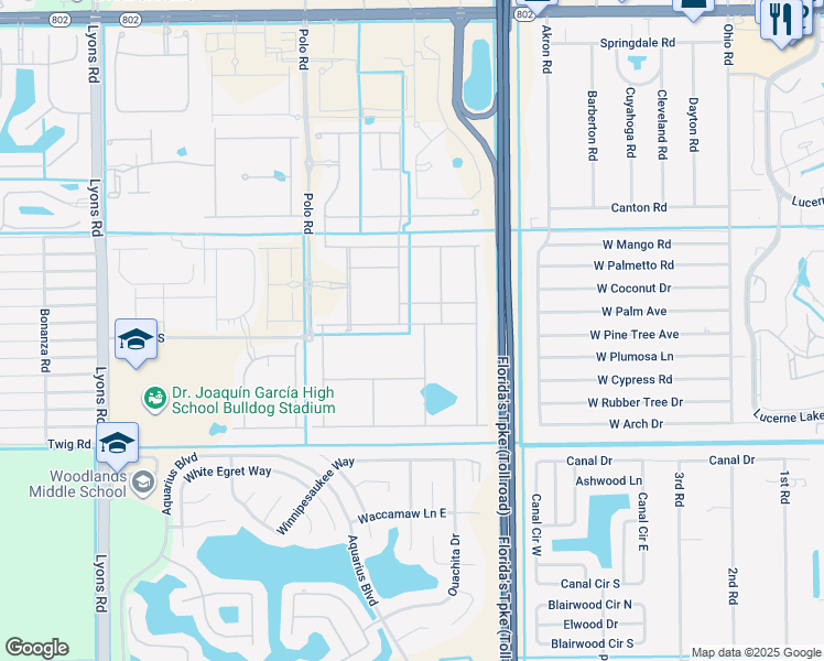 map of restaurants, bars, coffee shops, grocery stores, and more near 4851 San Fratello Circle in Lake Worth