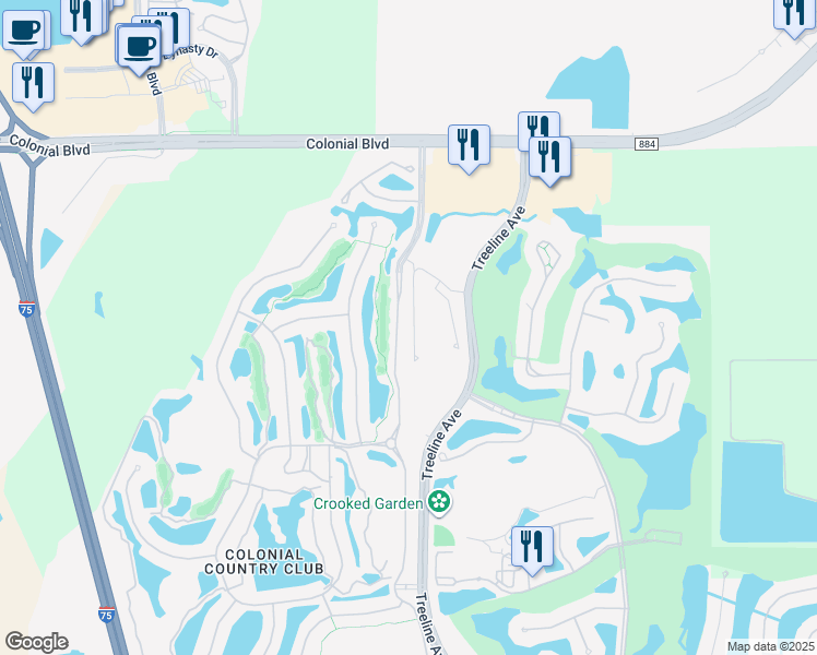map of restaurants, bars, coffee shops, grocery stores, and more near 9055 Colonial Boulevard in Fort Myers