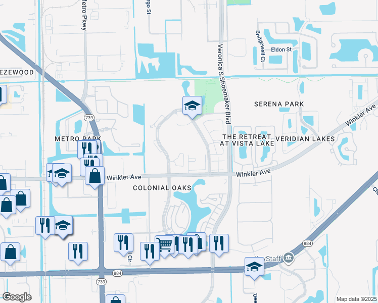 map of restaurants, bars, coffee shops, grocery stores, and more near 3335 Winkler Avenue in Fort Myers