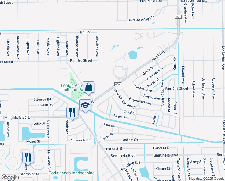 map of restaurants, bars, coffee shops, grocery stores, and more near in Lehigh Acres