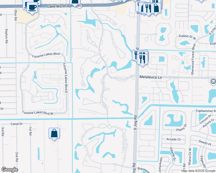 map of restaurants, bars, coffee shops, grocery stores, and more near 4661-4657 Fountains Drive South in Lake Worth