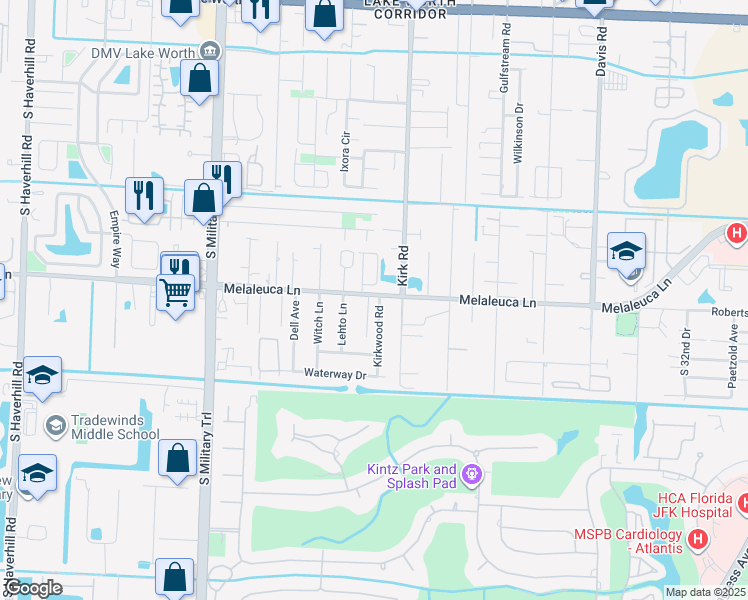 map of restaurants, bars, coffee shops, grocery stores, and more near 4704 Melaleuca Lane in Lake Worth