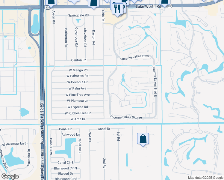 map of restaurants, bars, coffee shops, grocery stores, and more near 4760 Lucerne Lakes Boulevard West in Lake Worth