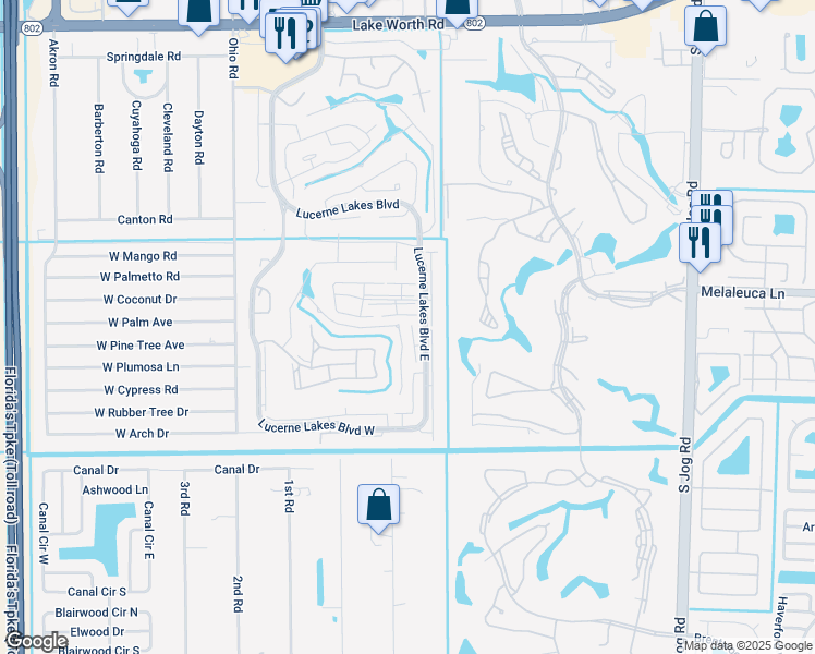 map of restaurants, bars, coffee shops, grocery stores, and more near 4705 Lucerne Lakes Boulevard East in Lake Worth