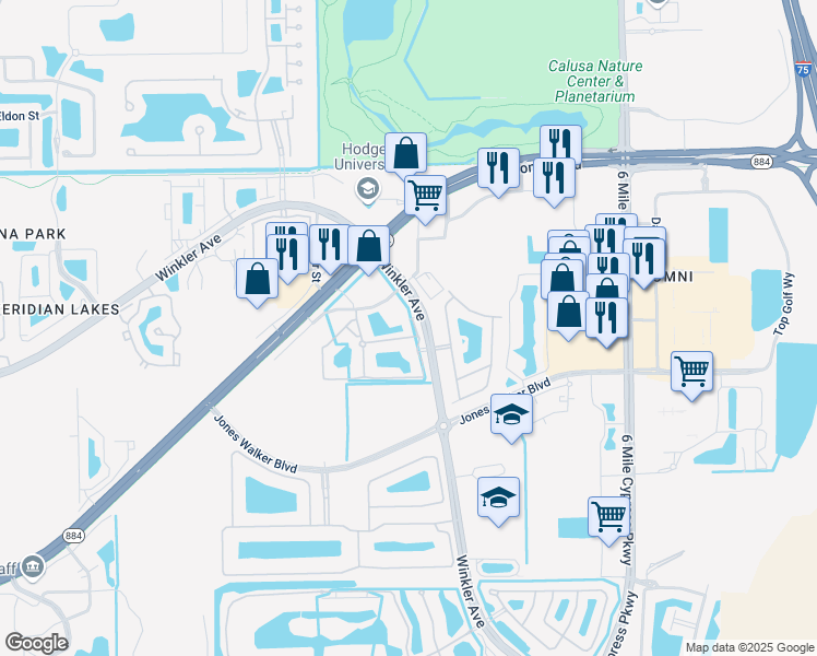 map of restaurants, bars, coffee shops, grocery stores, and more near 4536 Winkler Avenue in Fort Myers