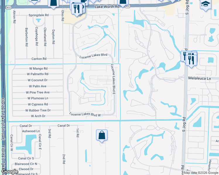 map of restaurants, bars, coffee shops, grocery stores, and more near 4705 Lucerne Lakes Boulevard East in Lake Worth