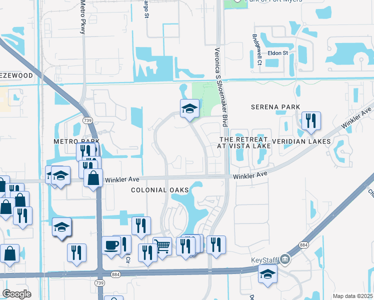 map of restaurants, bars, coffee shops, grocery stores, and more near 3335 Winkler Avenue in Fort Myers