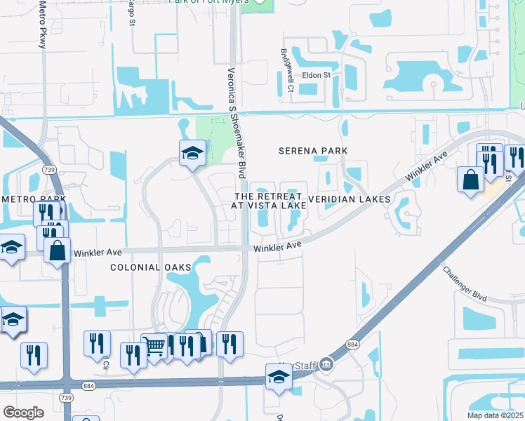 map of restaurants, bars, coffee shops, grocery stores, and more near in Fort Myers