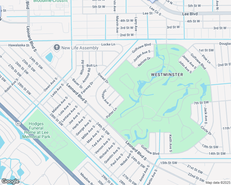 map of restaurants, bars, coffee shops, grocery stores, and more near 2201 Hogan Drive in Lehigh Acres