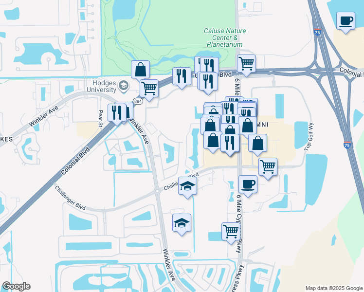 map of restaurants, bars, coffee shops, grocery stores, and more near 3974 Cherrybrook Loop in Fort Myers
