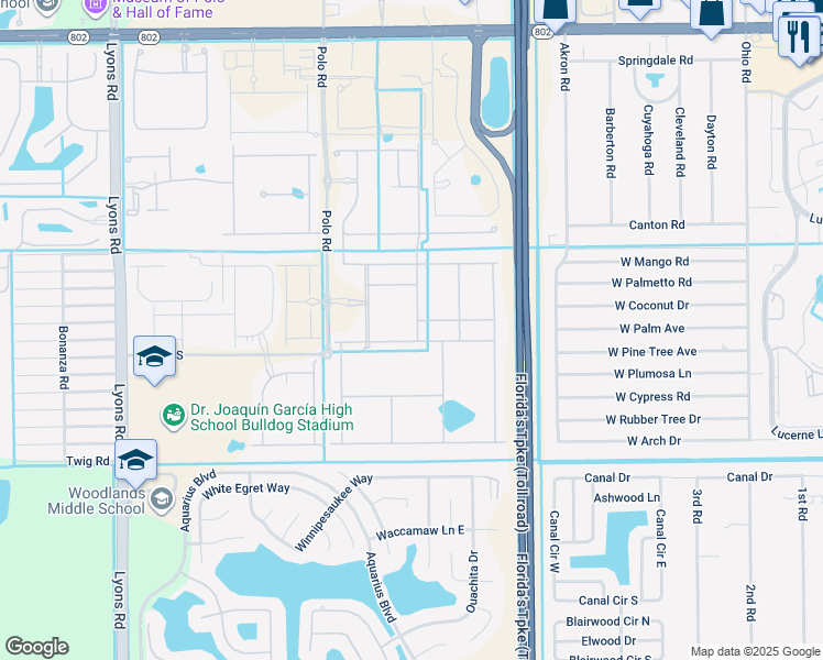 map of restaurants, bars, coffee shops, grocery stores, and more near 4851 San Fratello Circle in Lake Worth