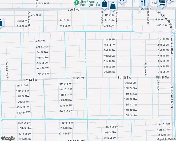 map of restaurants, bars, coffee shops, grocery stores, and more near 3620 7th Street Southwest in Lehigh Acres