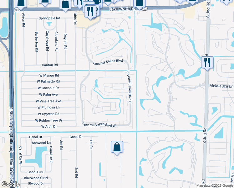 map of restaurants, bars, coffee shops, grocery stores, and more near 7178 Golf Colony Court in Lake Worth