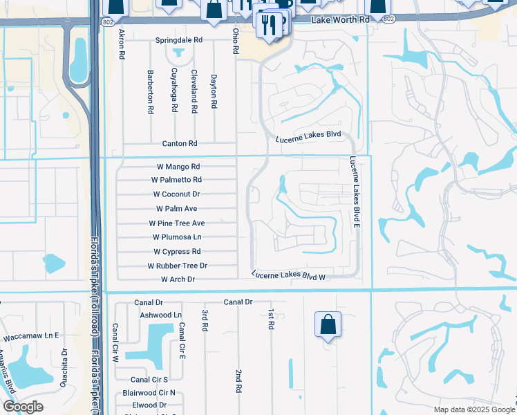 map of restaurants, bars, coffee shops, grocery stores, and more near 4760 Lucerne Lakes Boulevard West in Lake Worth