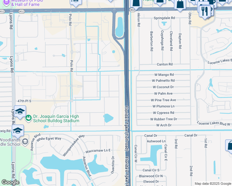 map of restaurants, bars, coffee shops, grocery stores, and more near 4740 Hooks Road in Lake Worth