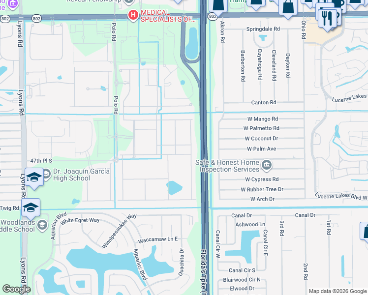 map of restaurants, bars, coffee shops, grocery stores, and more near 4740 Hooks Road in Lake Worth