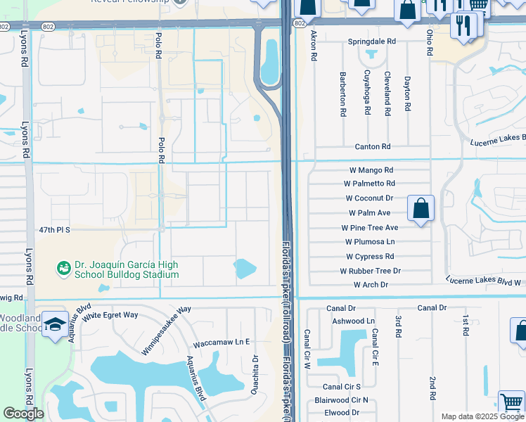 map of restaurants, bars, coffee shops, grocery stores, and more near 4740 Hooks Road in Lake Worth