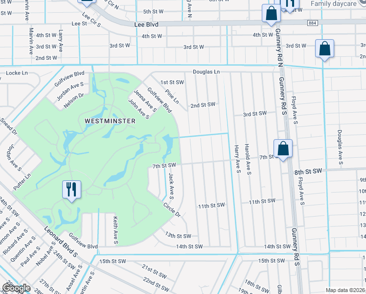 map of restaurants, bars, coffee shops, grocery stores, and more near 4616 Golfview Boulevard in Lehigh Acres