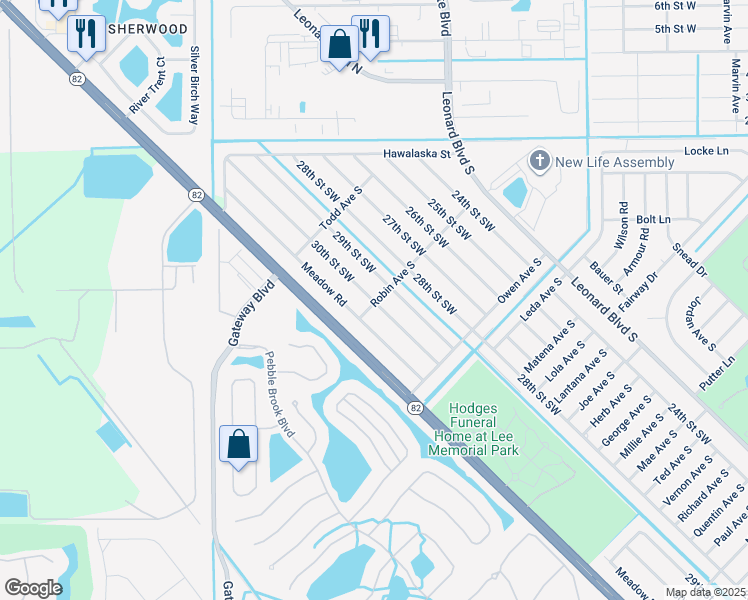 map of restaurants, bars, coffee shops, grocery stores, and more near 5148-5150 30th Street Southwest in Lehigh Acres