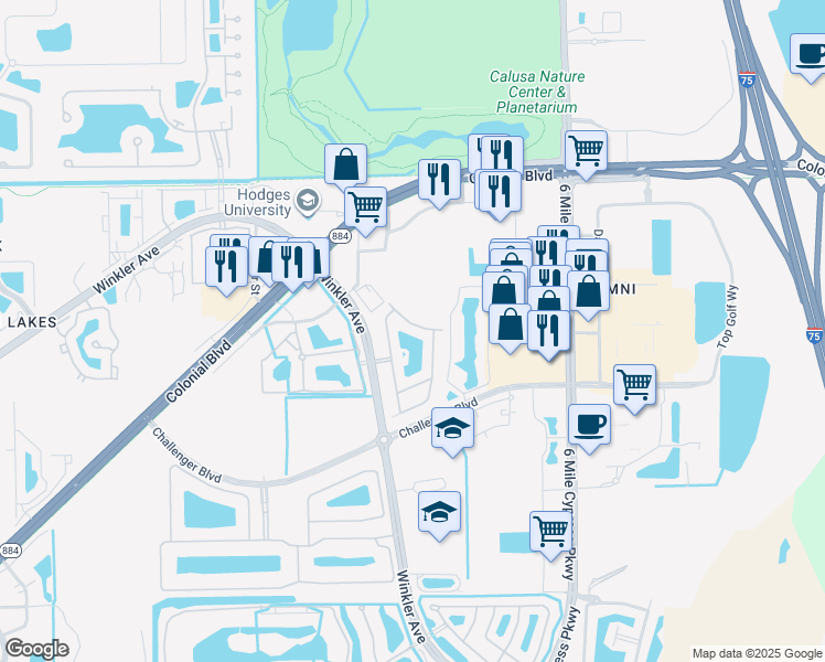 map of restaurants, bars, coffee shops, grocery stores, and more near 4017 Cherrybrook Loop in Fort Myers