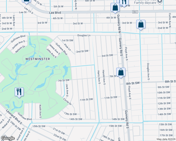 map of restaurants, bars, coffee shops, grocery stores, and more near 312 Hightower Avenue South in Lehigh Acres