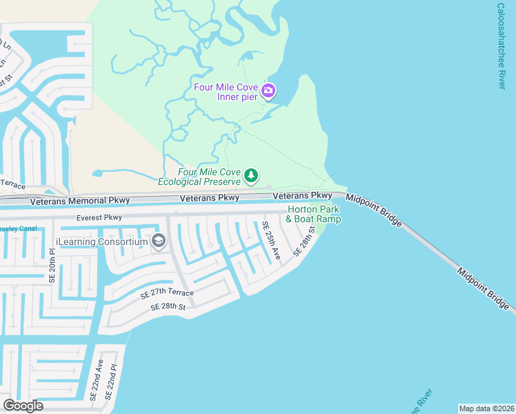 map of restaurants, bars, coffee shops, grocery stores, and more near 2451 Everest Parkway in Cape Coral