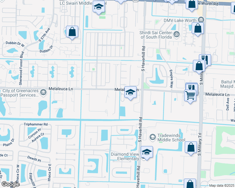 map of restaurants, bars, coffee shops, grocery stores, and more near 4784 Wiggins Road in Lake Worth