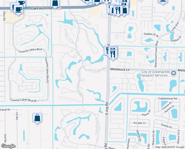 map of restaurants, bars, coffee shops, grocery stores, and more near 4801 Esedra Court in Lake Worth