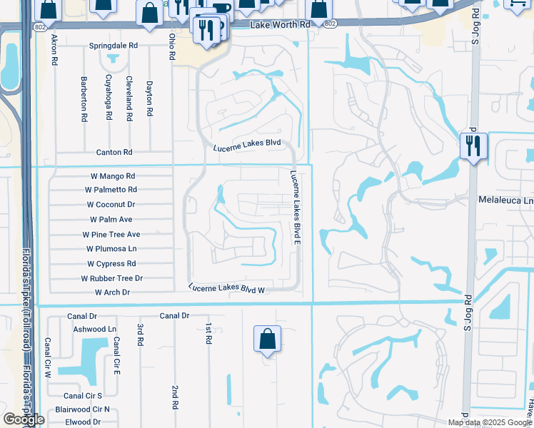 map of restaurants, bars, coffee shops, grocery stores, and more near 7178 Golf Colony Court in Lake Worth