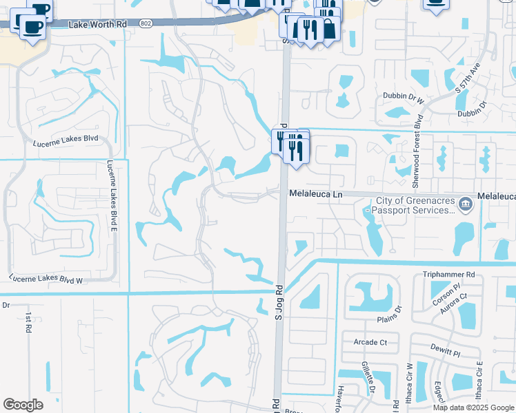 map of restaurants, bars, coffee shops, grocery stores, and more near 4835 Esedra Court in Lake Worth