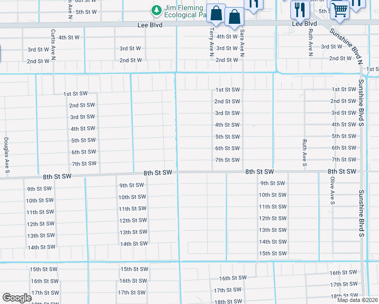 map of restaurants, bars, coffee shops, grocery stores, and more near 3620 7th Street Southwest in Lehigh Acres